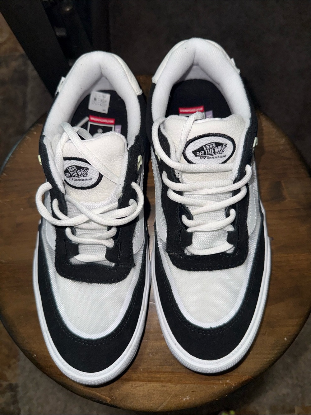 Vans Skate Wayvee shoes in a black and white colorway, featuring translucent NWO